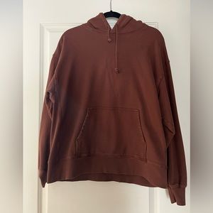 TNA sweatsuit in brown. Hoodie and Sweatpants